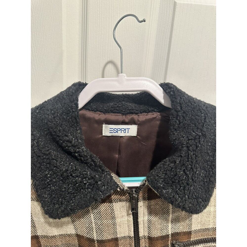 Esprit brown plaid zipper jacket size small - Picture 15 of 15